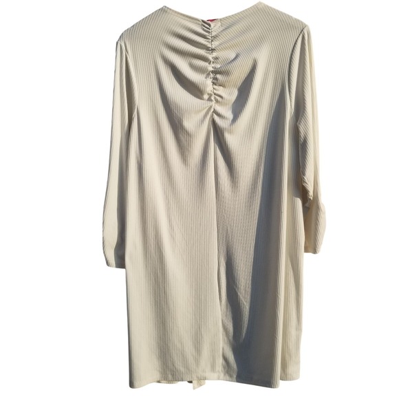 B Famous Ivory Ribbed Ruched Back Duster Cardigan Sweater 2X - Picture 3 of 8